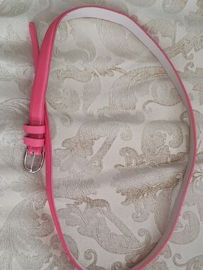 Pink Skinny Leather Belt